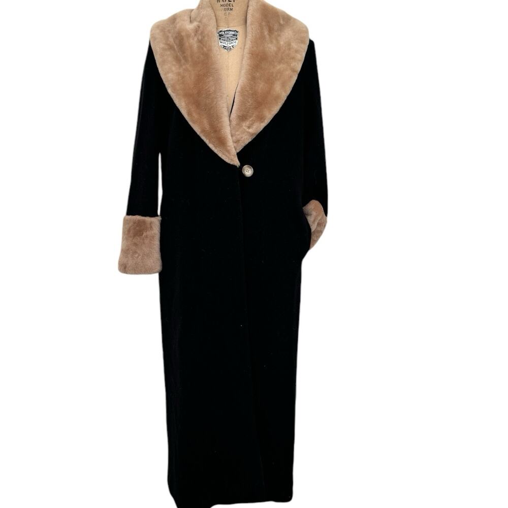 J. Peterman Co Coat Louise Brooks Black Cashmere Wool Women Flapper Maxi Size 4 - Picture 5 of 13